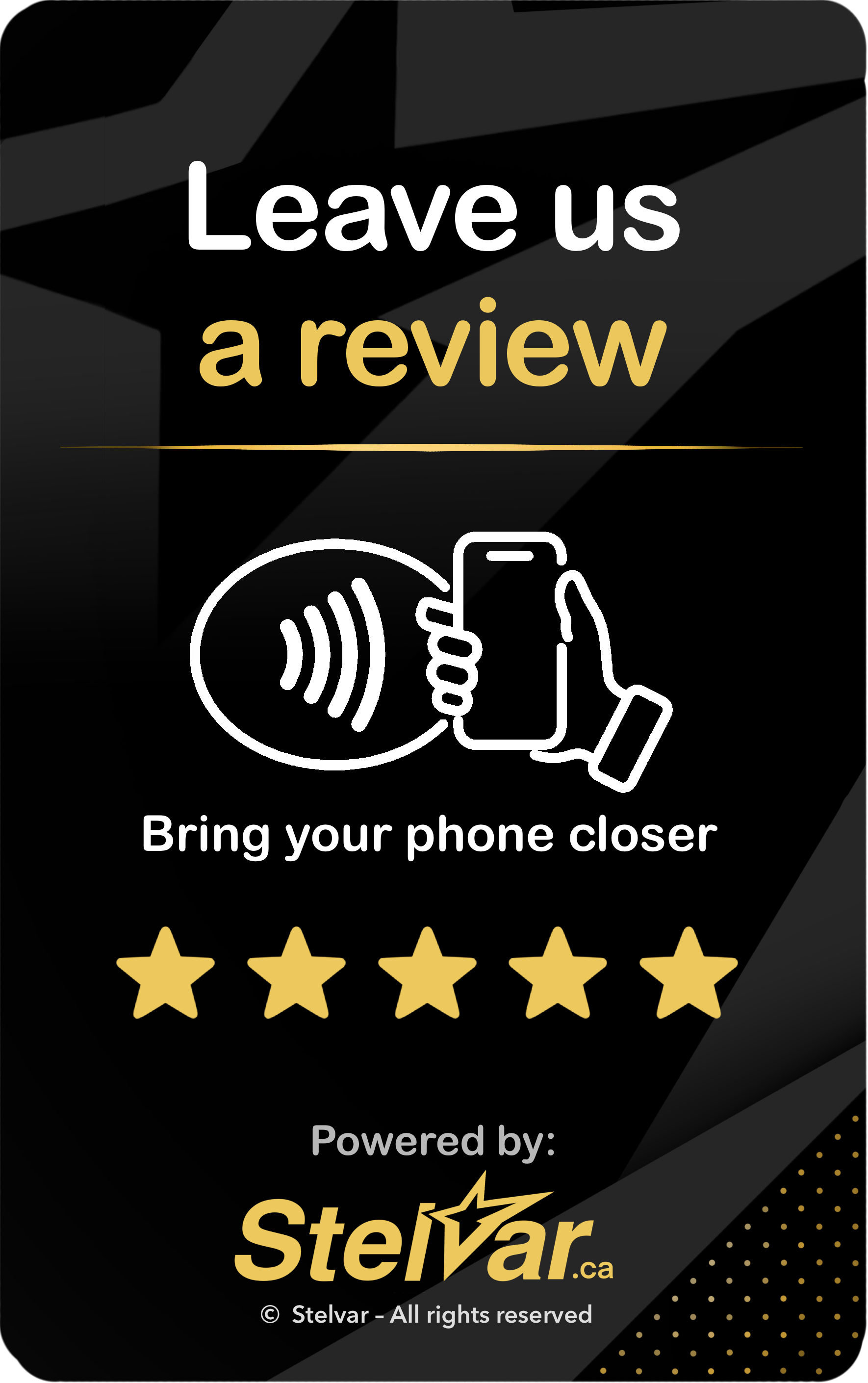 Stelvar NFC card — Leave us a review